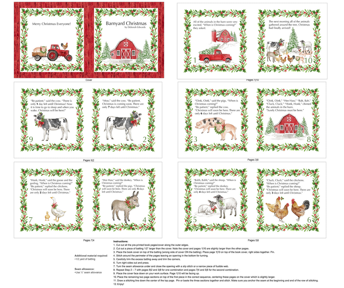 Barnyard Christmas Book Panel – The Shiplap Quilt Shop LLC
