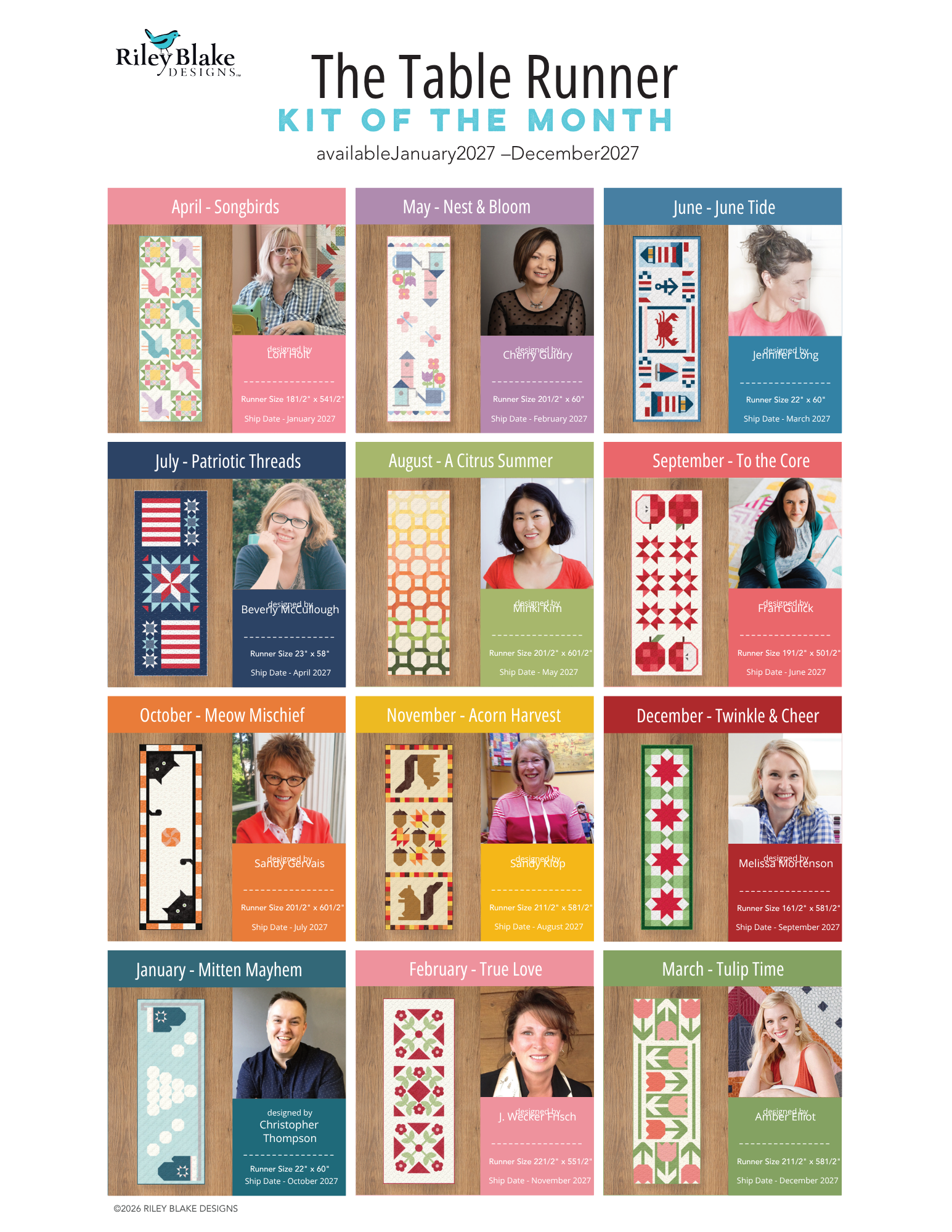 Preorder Reservation: 2027 Table Runner of the Month Subscription