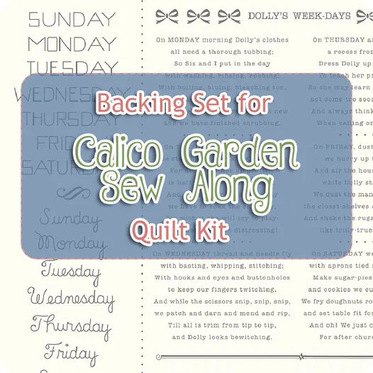 Calico Garden Sew Along Backing Kit 2.75 Yards - Lori Holt Sew Along – The  Shiplap Quilt Shop & Coffee House