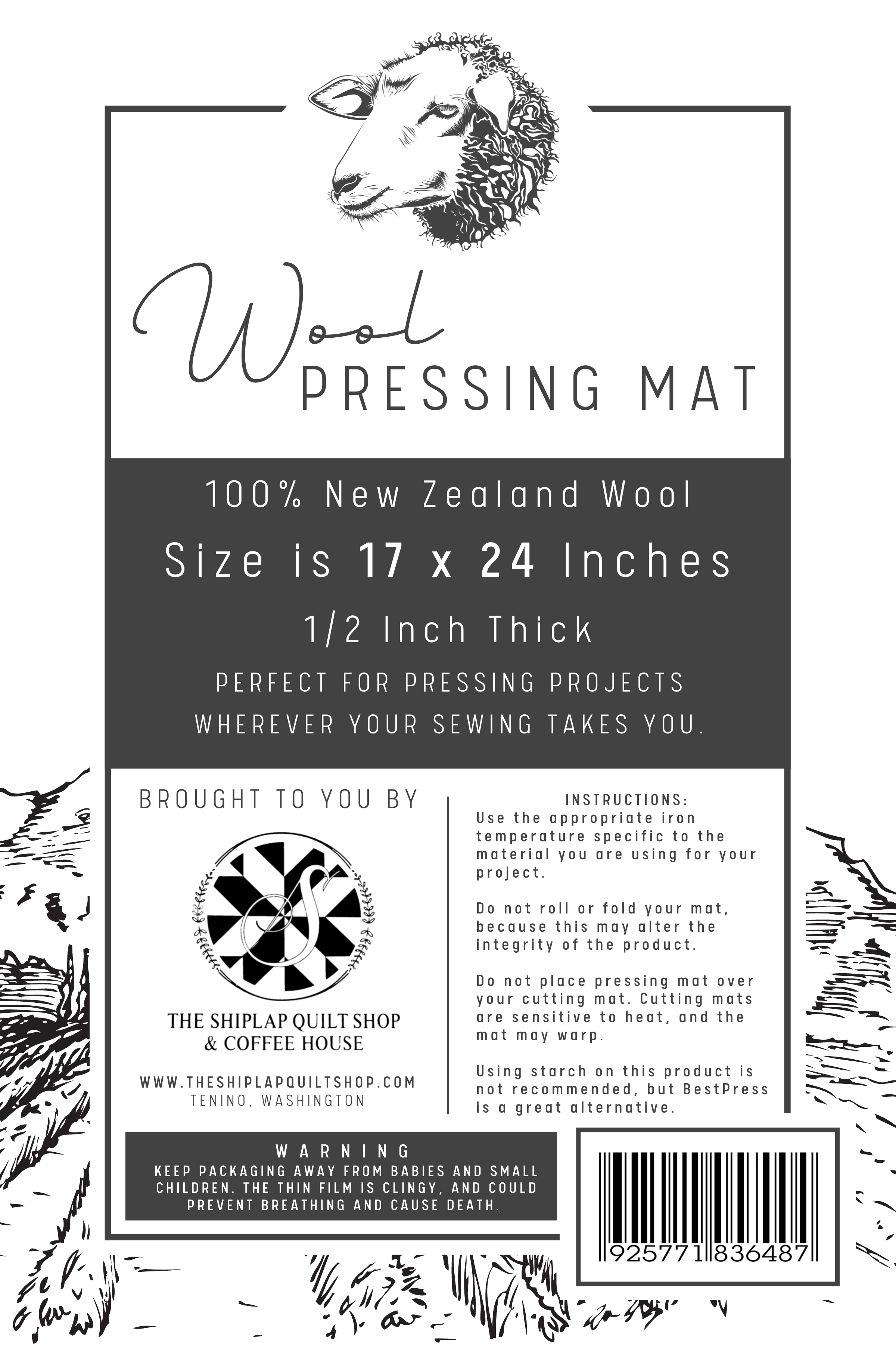 Wool Pressing Mat for Quilters - Ironing Pad for Sewing & Quilting